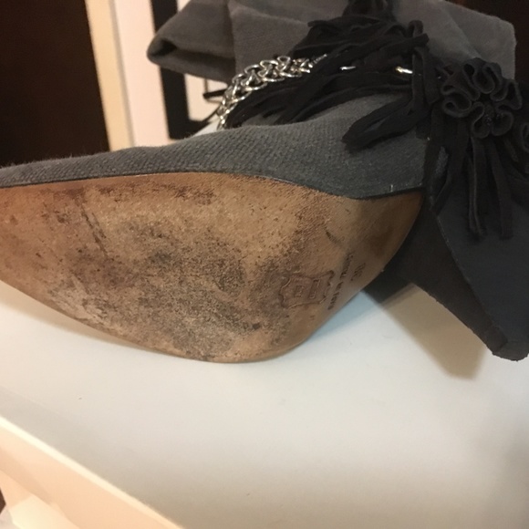 Isabel Marant fringed canvas slouch boots - Picture 6 of 8